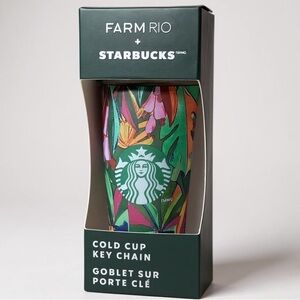 Starbucks + Farm Rio Limited Ed Tropical Banana Leaves Mini Tumbler Keychain